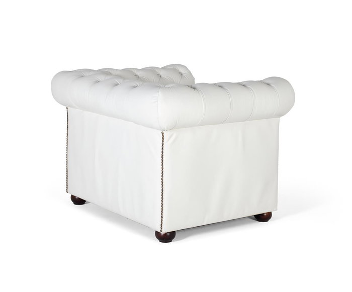 GINER Y COLOMER Sillón Chester uniplaza tapizado en piel natural acabado blanco
